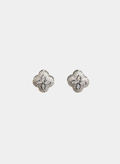 Women Floral Stud Earrings Silver | Melanie Lyne