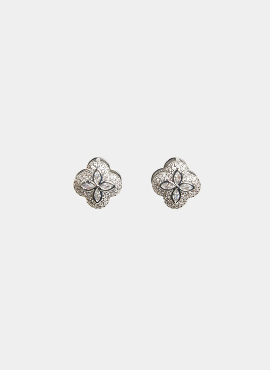 Women Floral Stud Earrings Silver | Melanie Lyne
