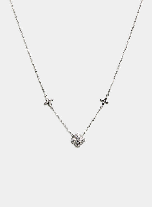 Women Floral Pendant Necklace Silver | Melanie Lyne