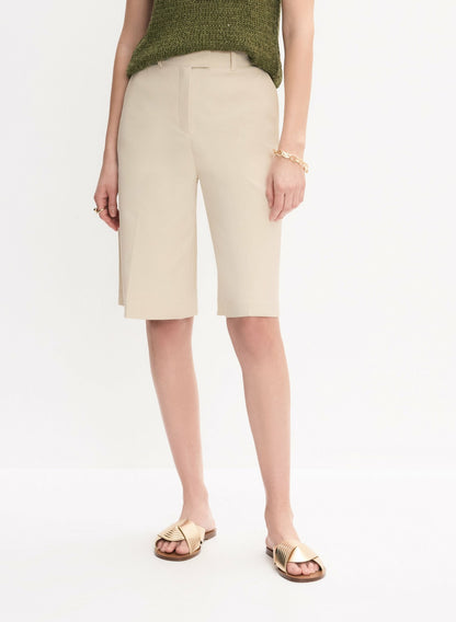 Women Long Cotton-Blend Shorts Panna | Melanie Lyne