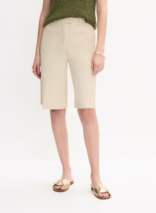 Women Long Cotton-Blend Shorts Panna | Melanie Lyne