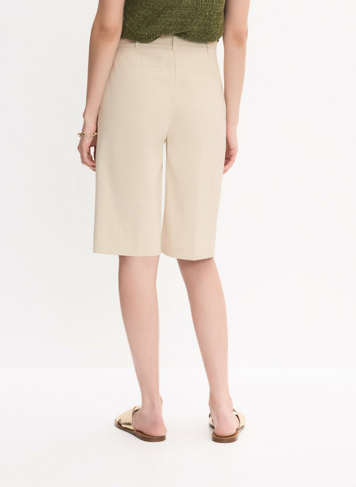 Women Long Cotton-Blend Shorts Panna | Melanie Lyne