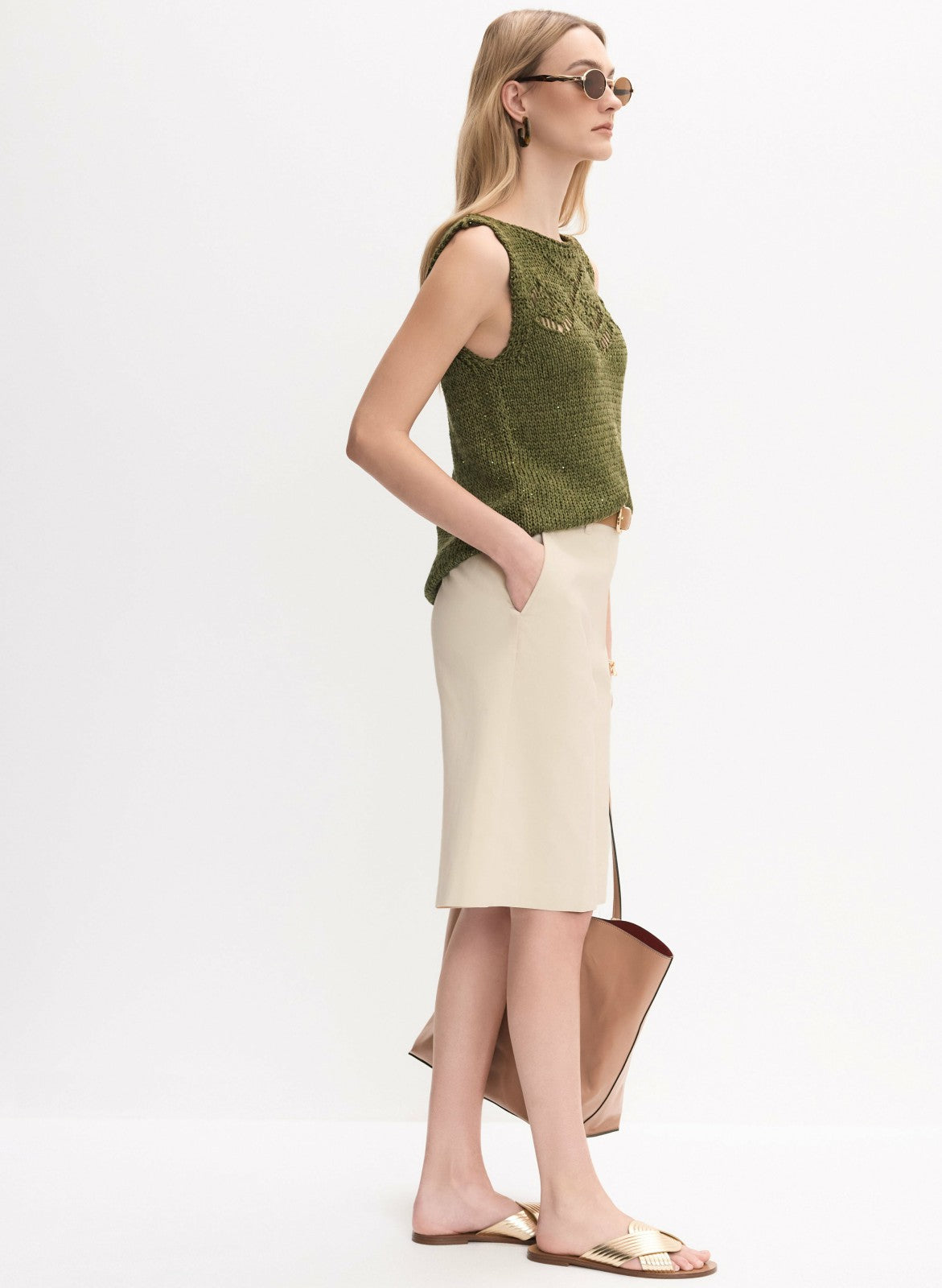 Women Long Cotton-Blend Shorts Panna | Melanie Lyne