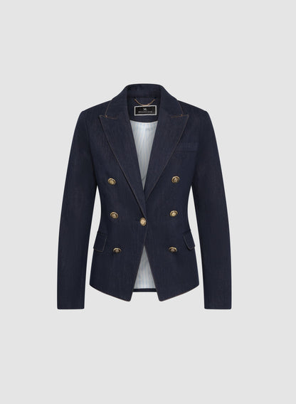 Women Contrast Stitch Denim Blazer Rinse Tint | Melanie Lyne