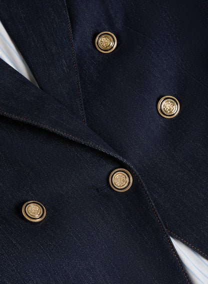 Women Contrast Stitch Denim Blazer Rinse Tint | Melanie Lyne