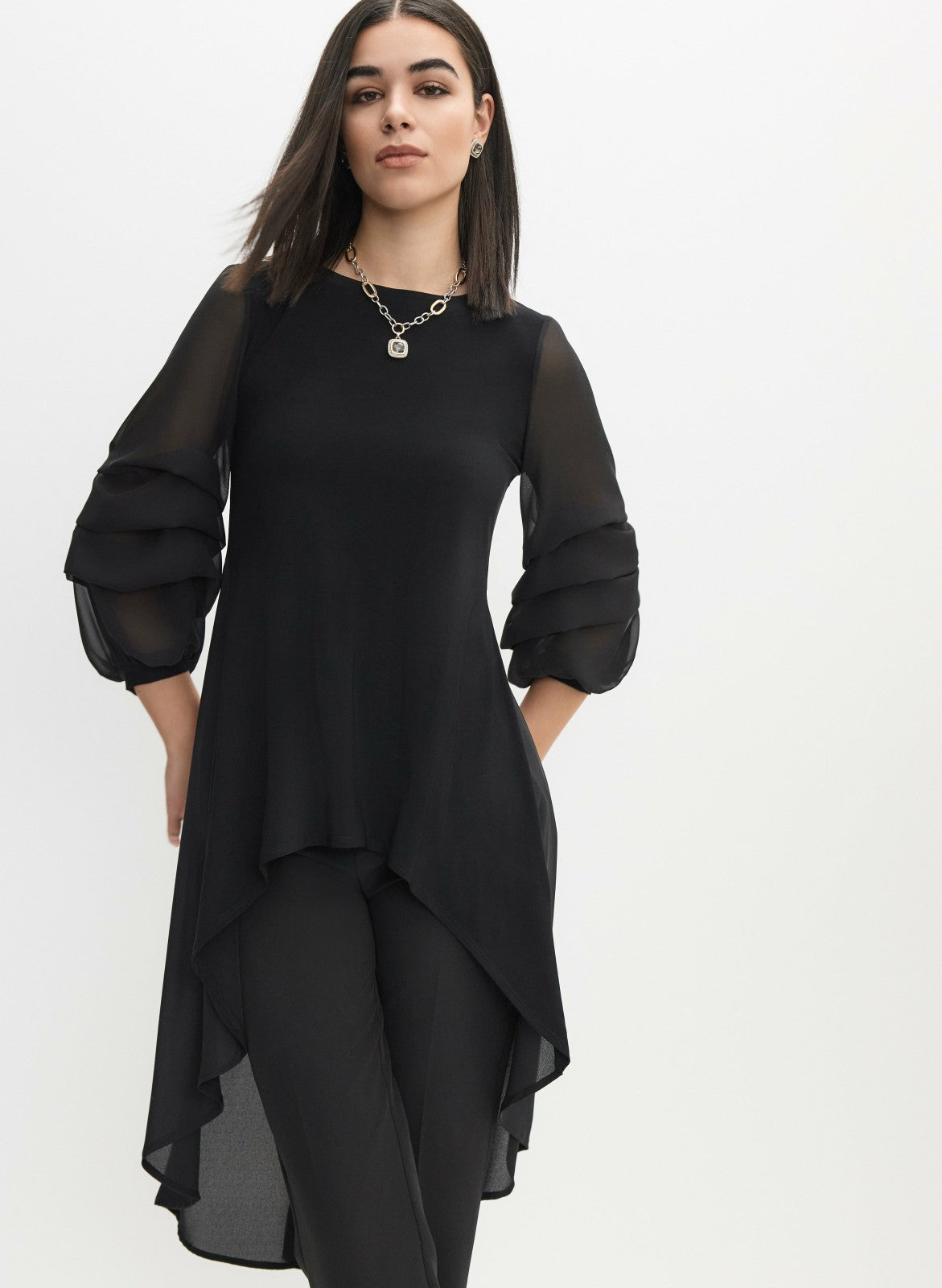 Women Asymmetric Tunic Blouse Black | Melanie Lyne