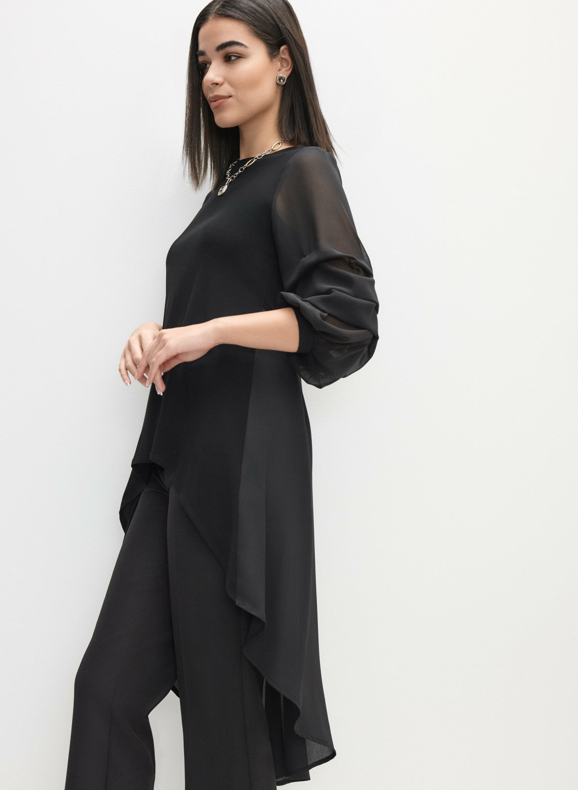 Women Asymmetric Tunic Blouse Black | Melanie Lyne