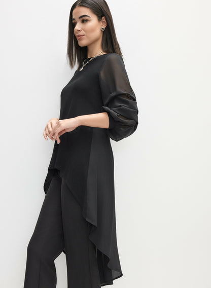 Women Asymmetric Tunic Blouse Black | Melanie Lyne