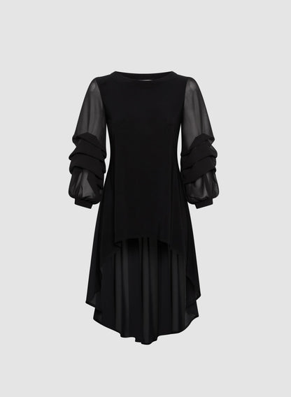 Women Asymmetric Tunic Blouse Black | Melanie Lyne