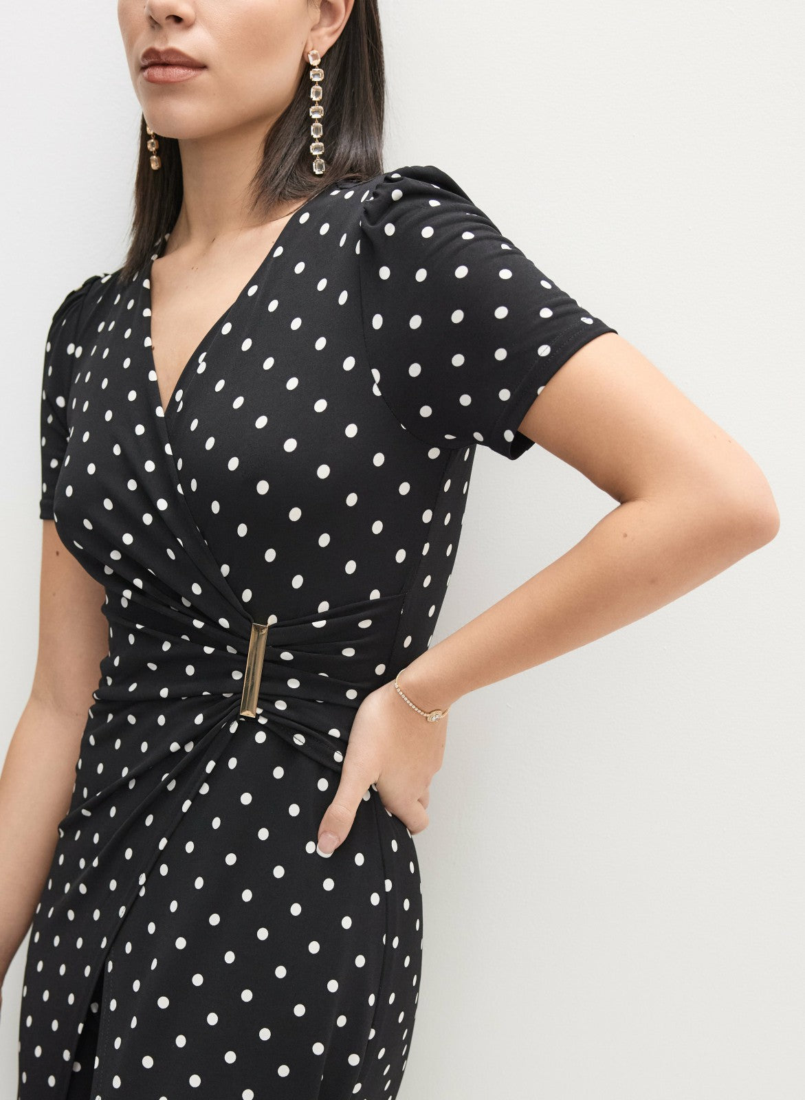 Women Joseph Ribkoff - Wrap-Over Polka Dot Jumpsuit Black Pattern | Melanie Lyne