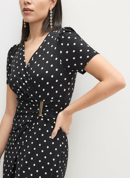 Women Joseph Ribkoff - Wrap-Over Polka Dot Jumpsuit Black Pattern | Melanie Lyne