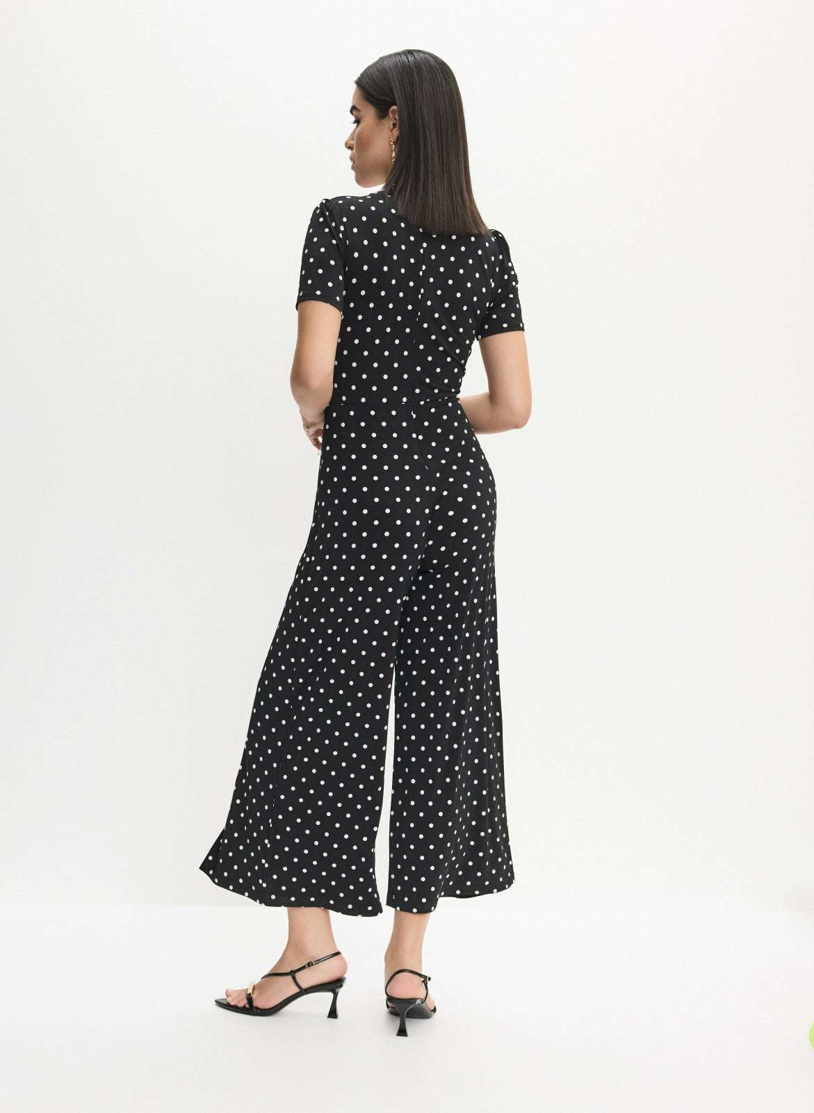 Women Joseph Ribkoff - Wrap-Over Polka Dot Jumpsuit Black Pattern | Melanie Lyne