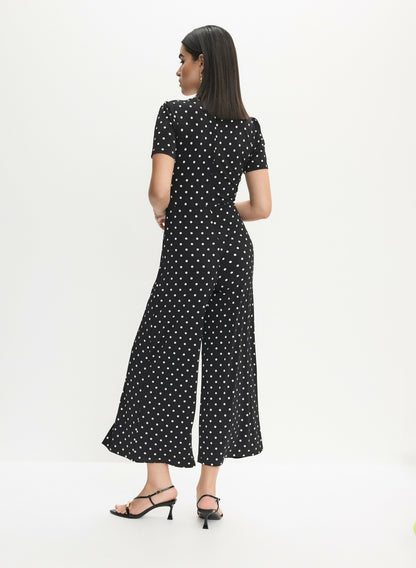 Women Joseph Ribkoff - Wrap-Over Polka Dot Jumpsuit Black Pattern | Melanie Lyne