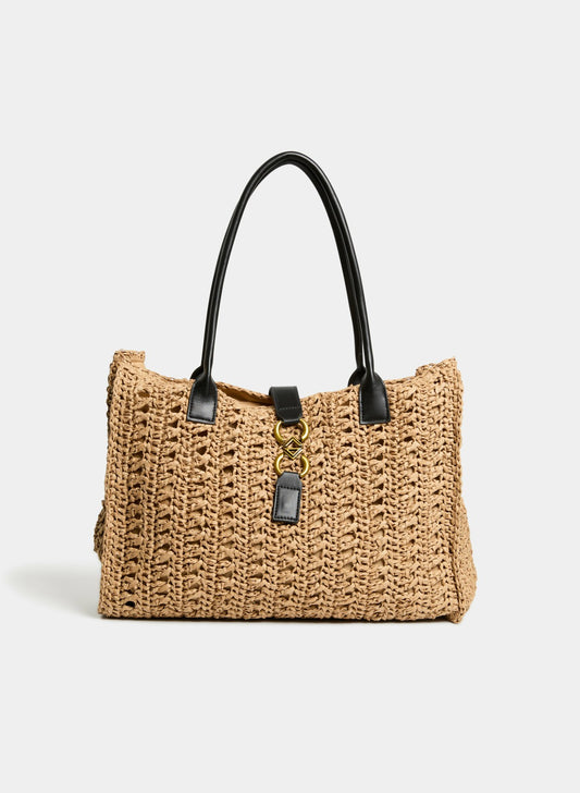Women Woven Straw Tote Bag Camel | Melanie Lyne