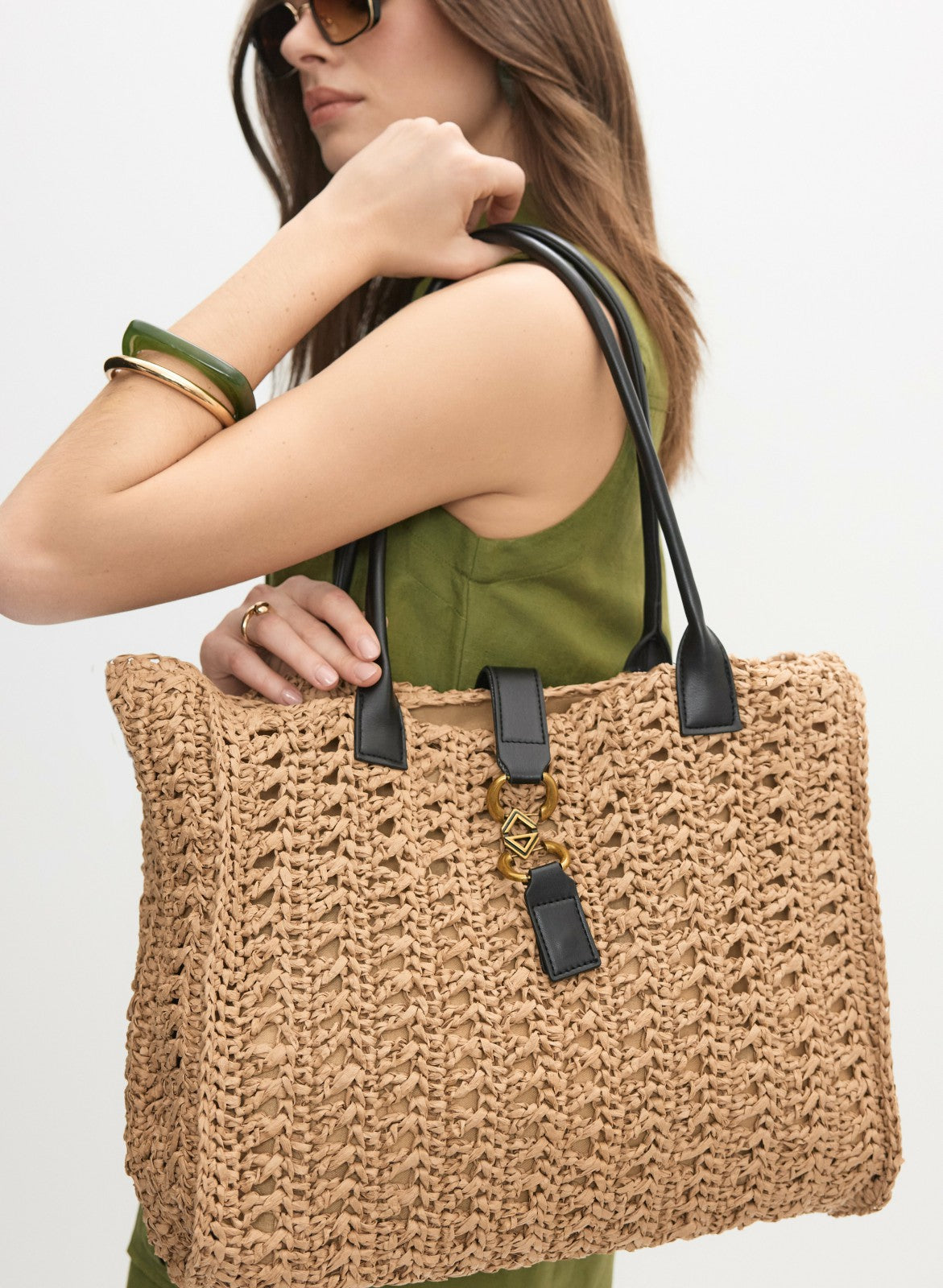 Women Woven Straw Tote Bag Camel | Melanie Lyne