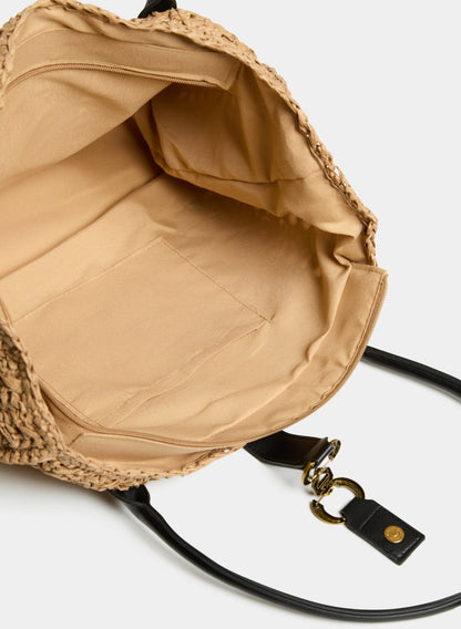 Women Woven Straw Tote Bag Camel | Melanie Lyne