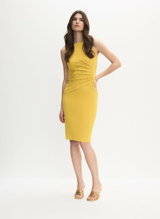 Women Fitted Pleated Waist Dress Citrine | Melanie Lyne