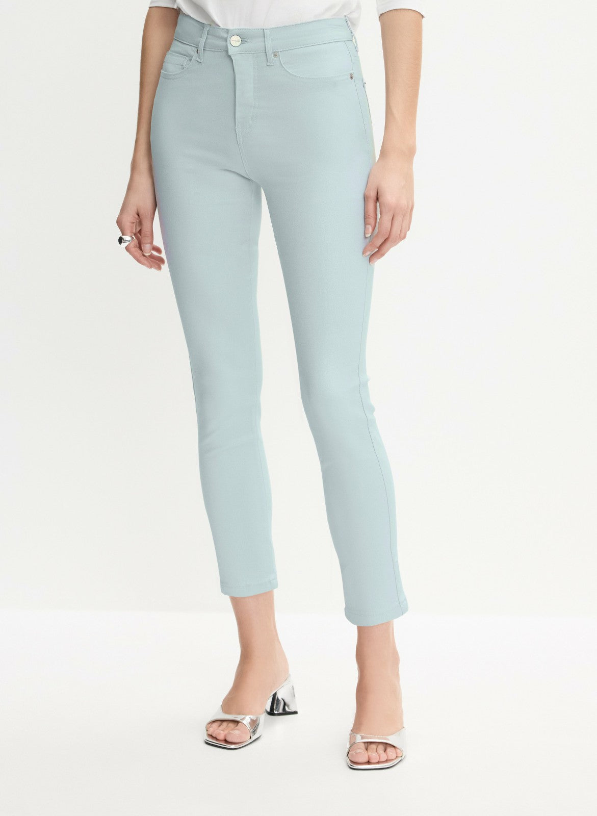 Women Slim-Leg Denim Capris Jelly Mint | Melanie Lyne
