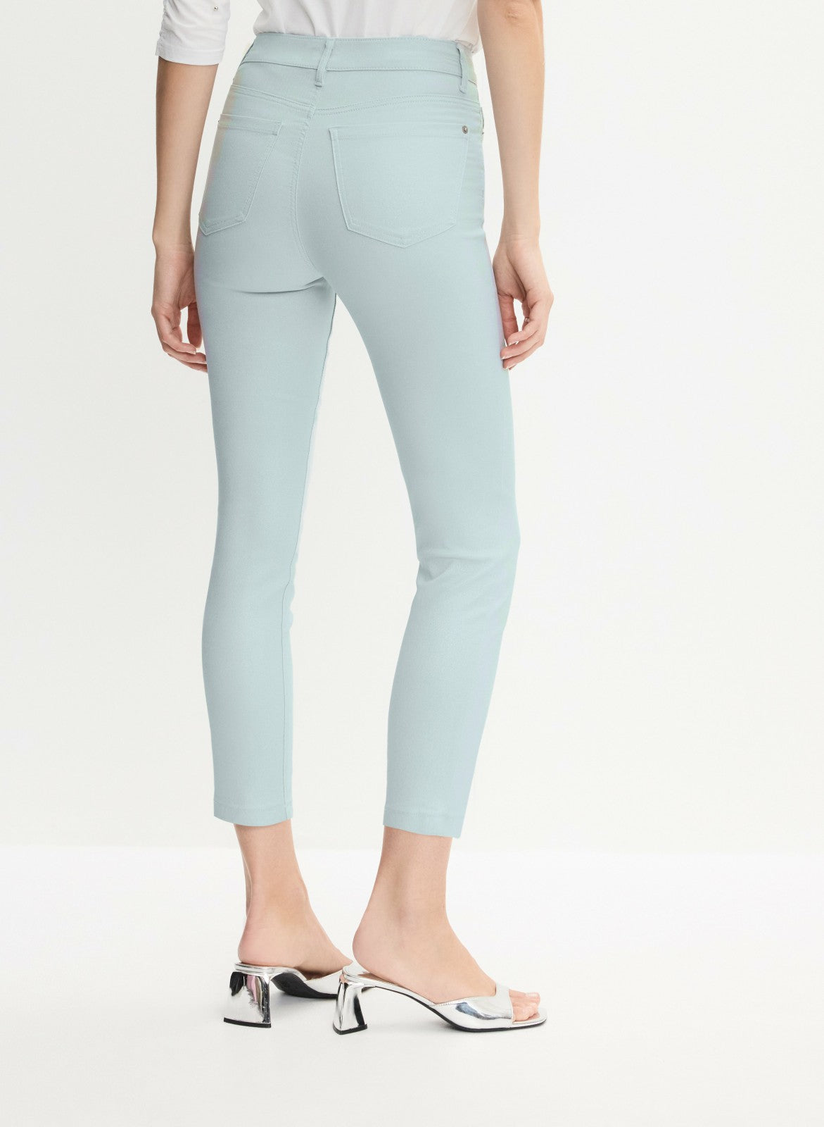 Women Slim-Leg Denim Capris Jelly Mint | Melanie Lyne