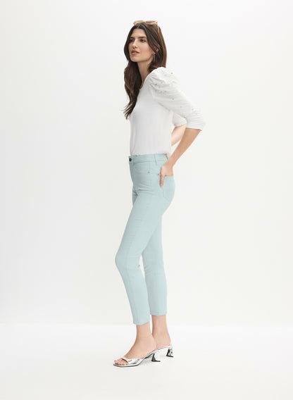 Women Slim-Leg Denim Capris Jelly Mint | Melanie Lyne