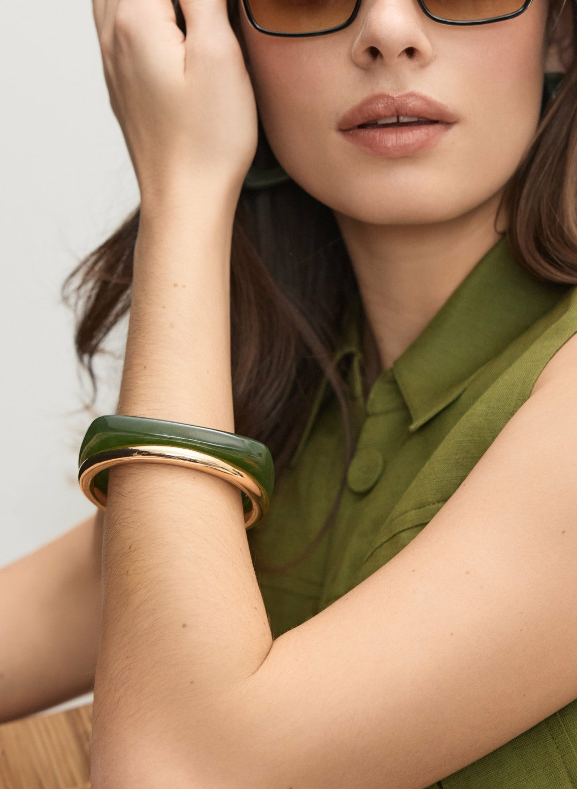 Women Two-Piece Bangle Set Mint Green | Melanie Lyne