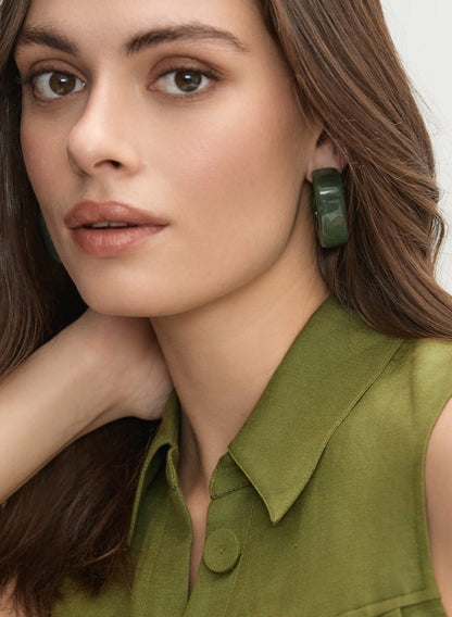 Women Marbled Hoop Earrings Mint Green | Melanie Lyne