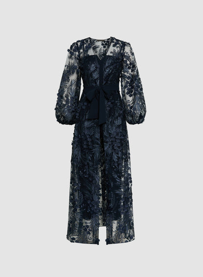 Women Floral Appliqué Jumpsuit Peacock Blue | Melanie Lyne