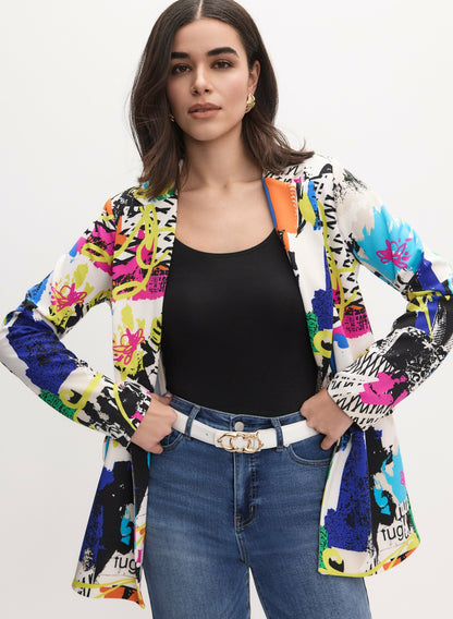 Women Joseph Ribkoff- Abstract Print Blazer White Pattern | Melanie Lyne