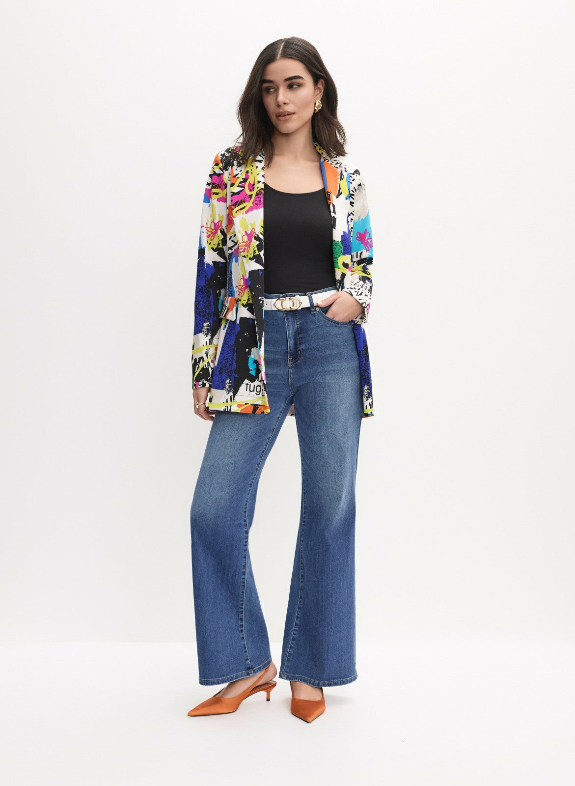 Women Joseph Ribkoff- Abstract Print Blazer White Pattern | Melanie Lyne