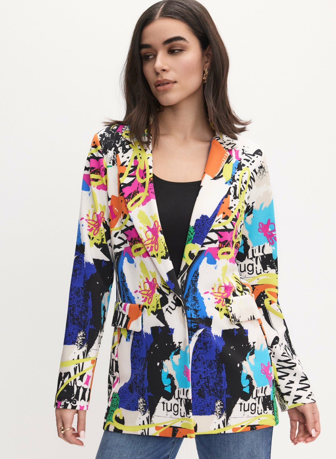 Women Joseph Ribkoff- Abstract Print Blazer White Pattern | Melanie Lyne