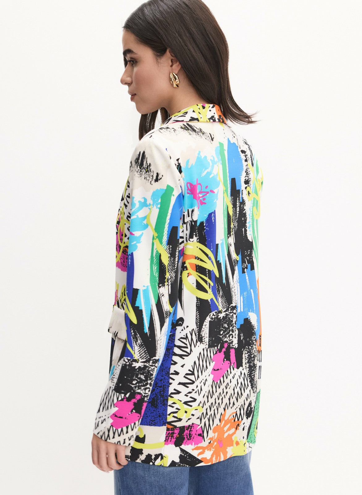 Women Joseph Ribkoff- Abstract Print Blazer White Pattern | Melanie Lyne