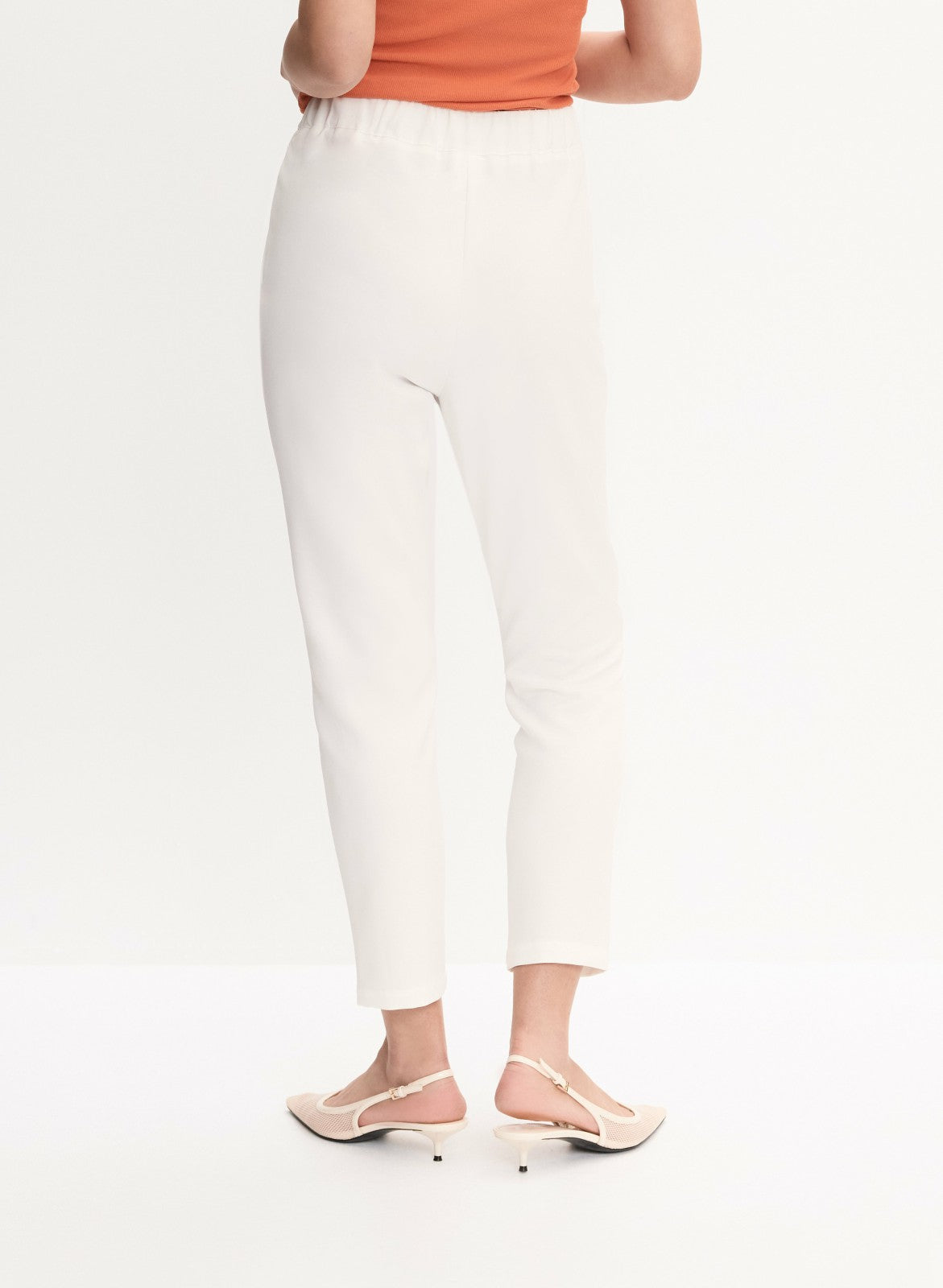 Women Drawstring Straight Leg Pants Ivory | Melanie Lyne
