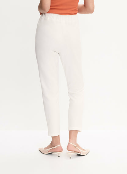 Women Drawstring Straight Leg Pants Ivory | Melanie Lyne