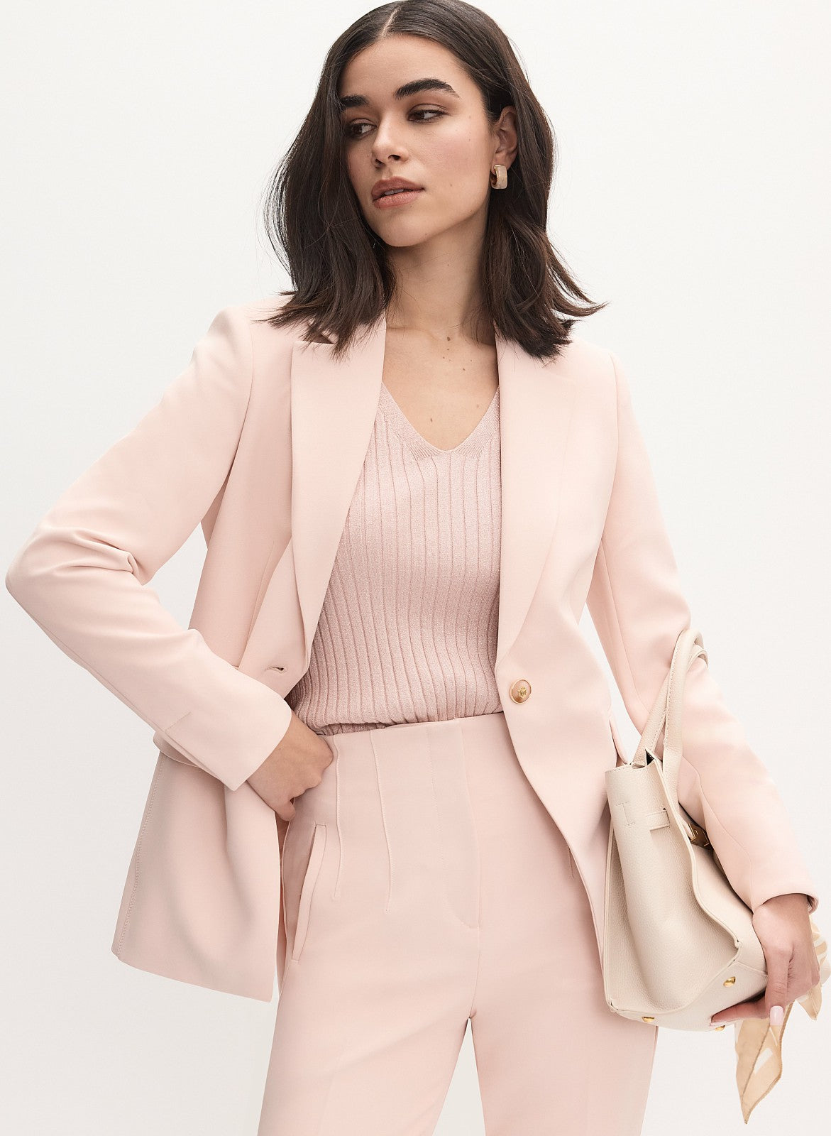 Women Single-Button Blazer Pink Pearl | Melanie Lyne