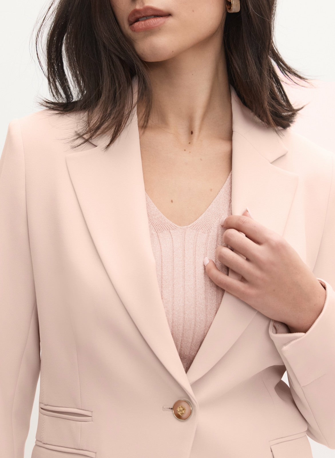 Women Single-Button Blazer Pink Pearl | Melanie Lyne