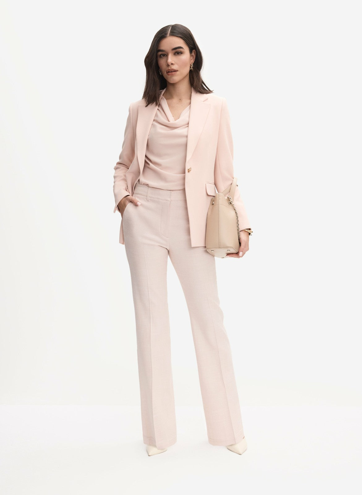 Women Crepe Cowl Neck Blouse Pink Pearl | Melanie Lyne