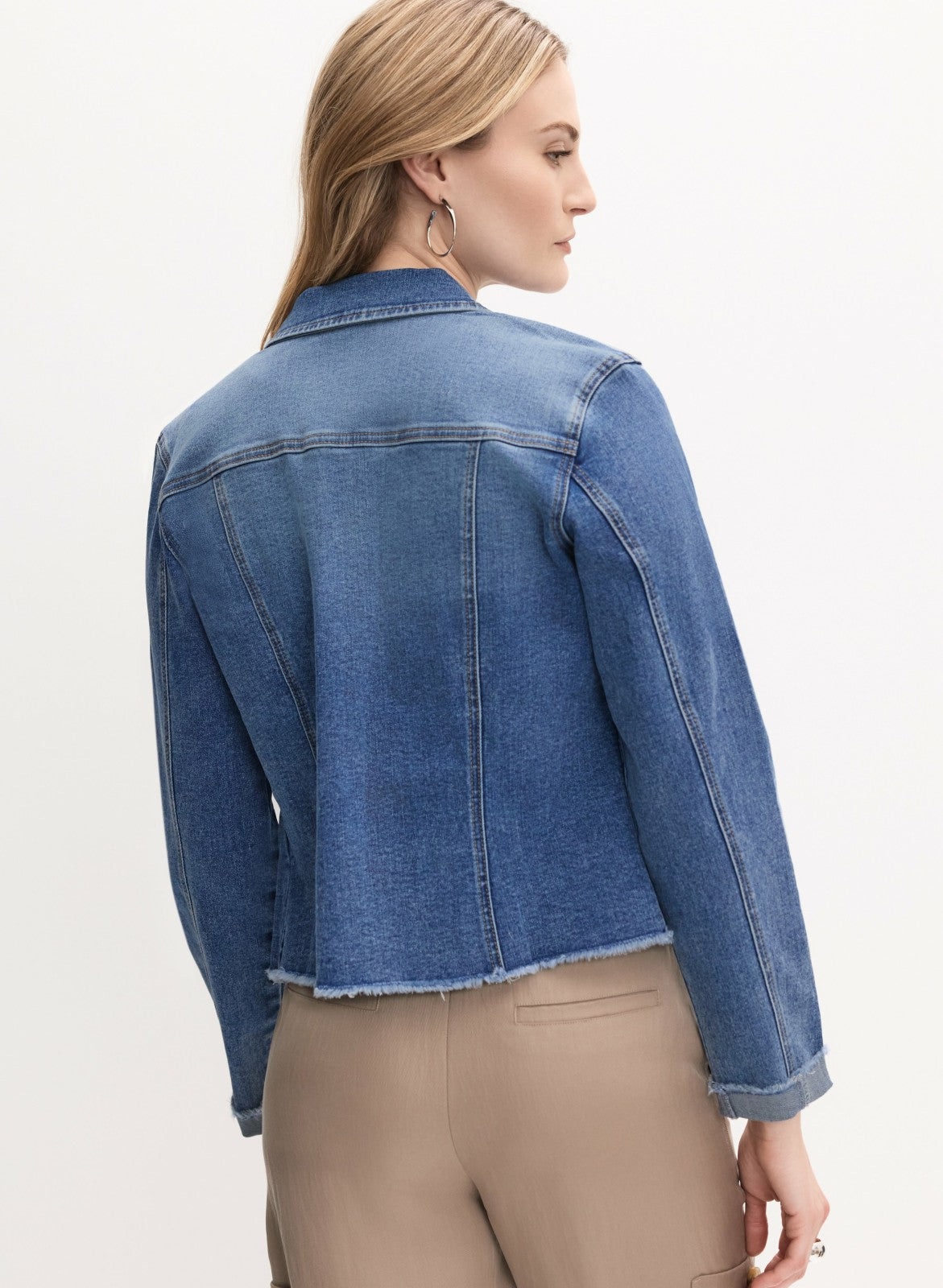 Women Frayed Denim Jacket Medium Blue | Melanie Lyne