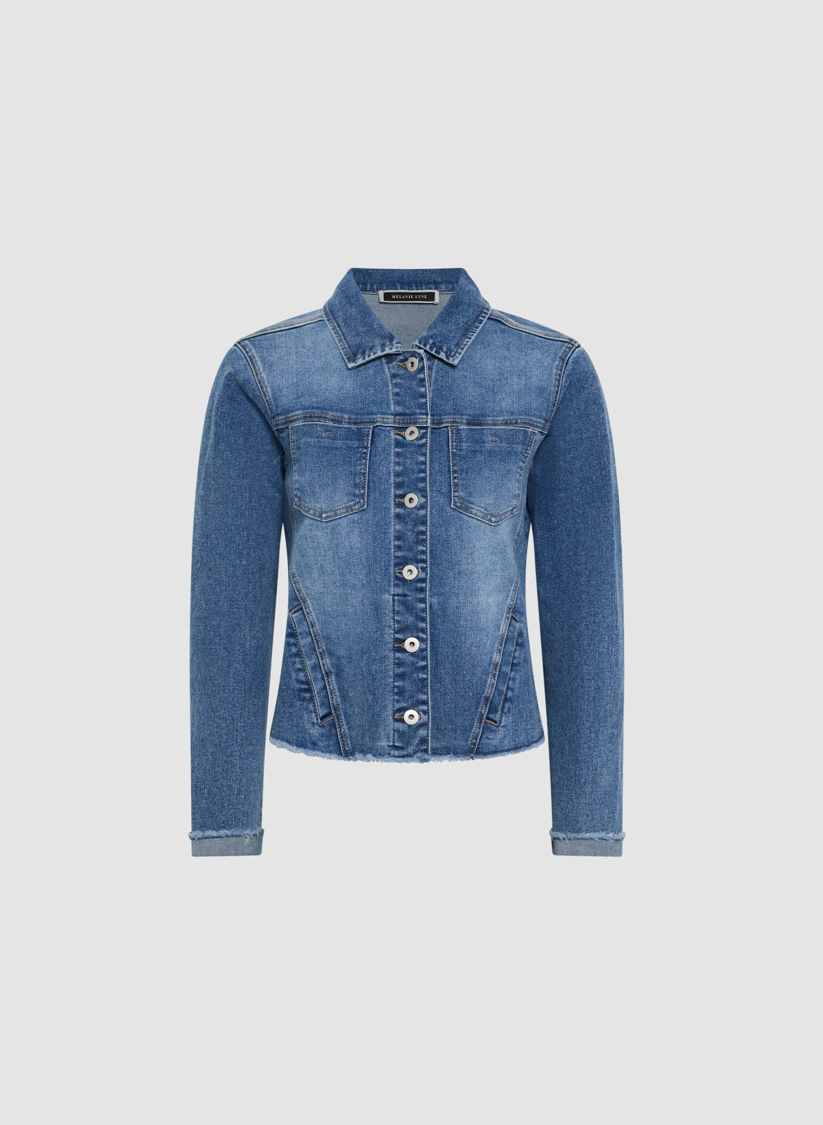 Women Frayed Denim Jacket Medium Blue | Melanie Lyne