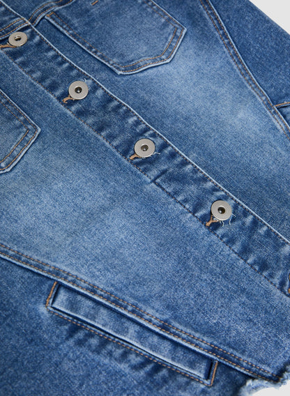 Women Frayed Denim Jacket Medium Blue | Melanie Lyne
