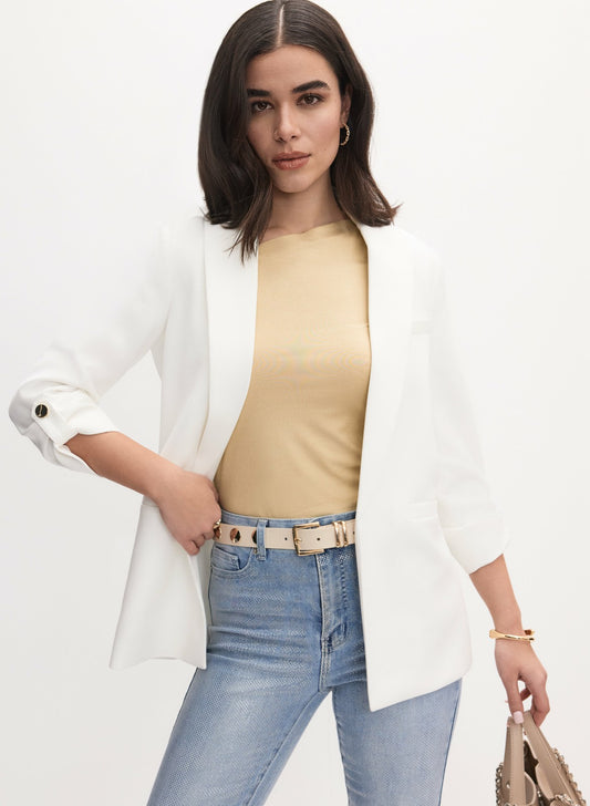 Women Rolled Sleeve Jacket Ivory | Melanie Lyne