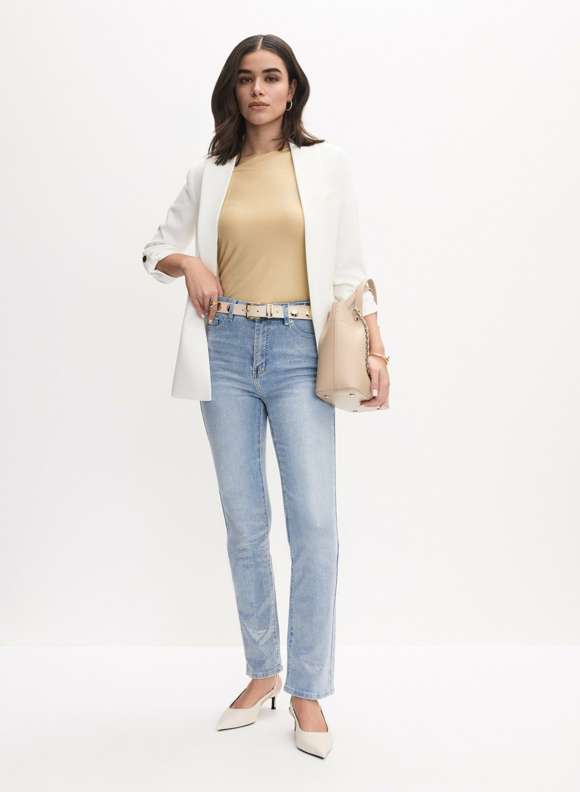 Women Rolled Sleeve Jacket Ivory | Melanie Lyne