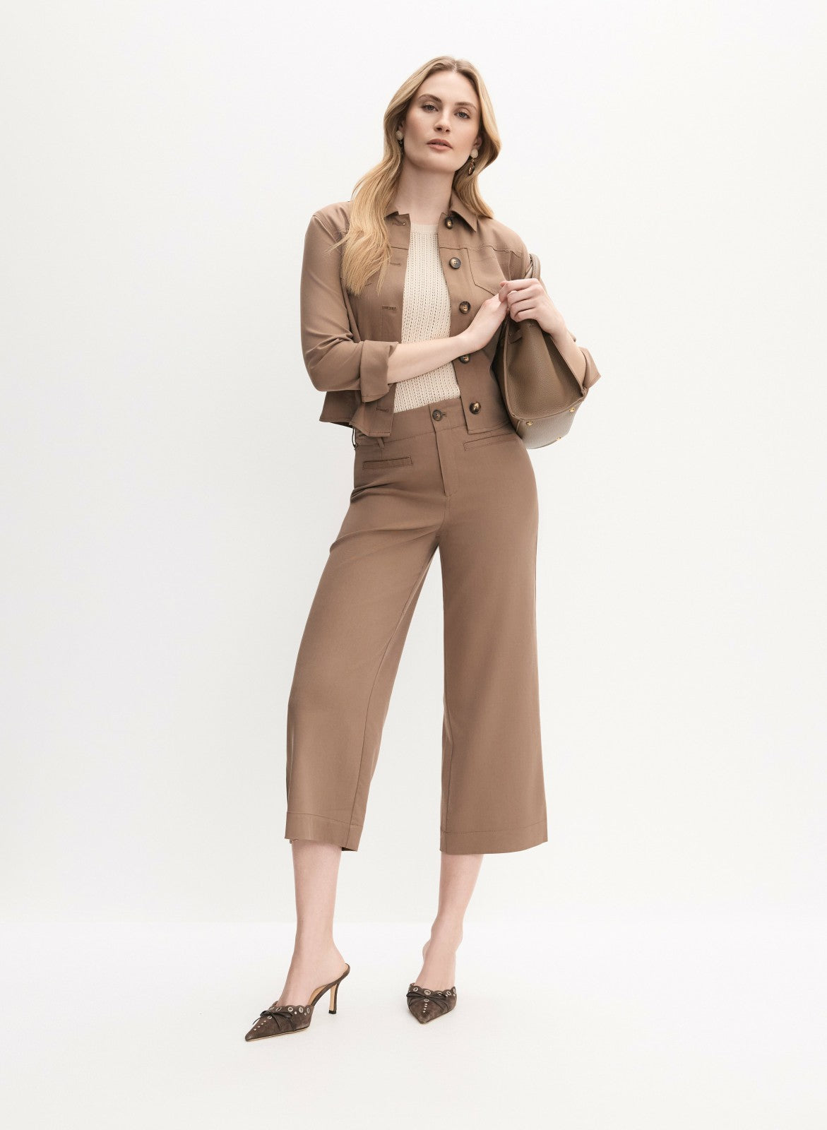Women Cropped Wide Leg Pants French Canvas | Melanie Lyne