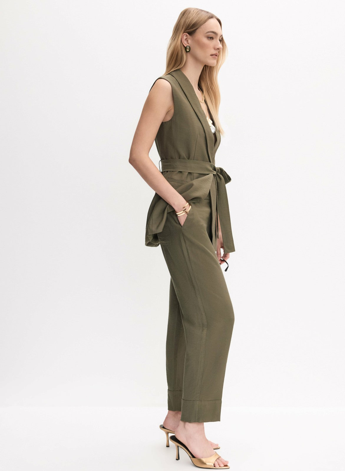 Women Cuffed Straight-Leg Pants Olive Branch | Melanie Lyne
