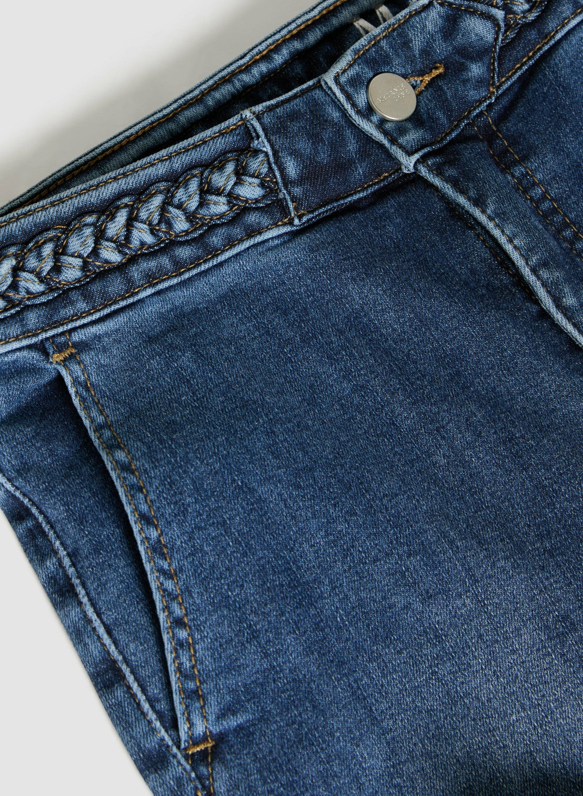Women Braided Waist Trim Denim Capris Sand | Melanie Lyne