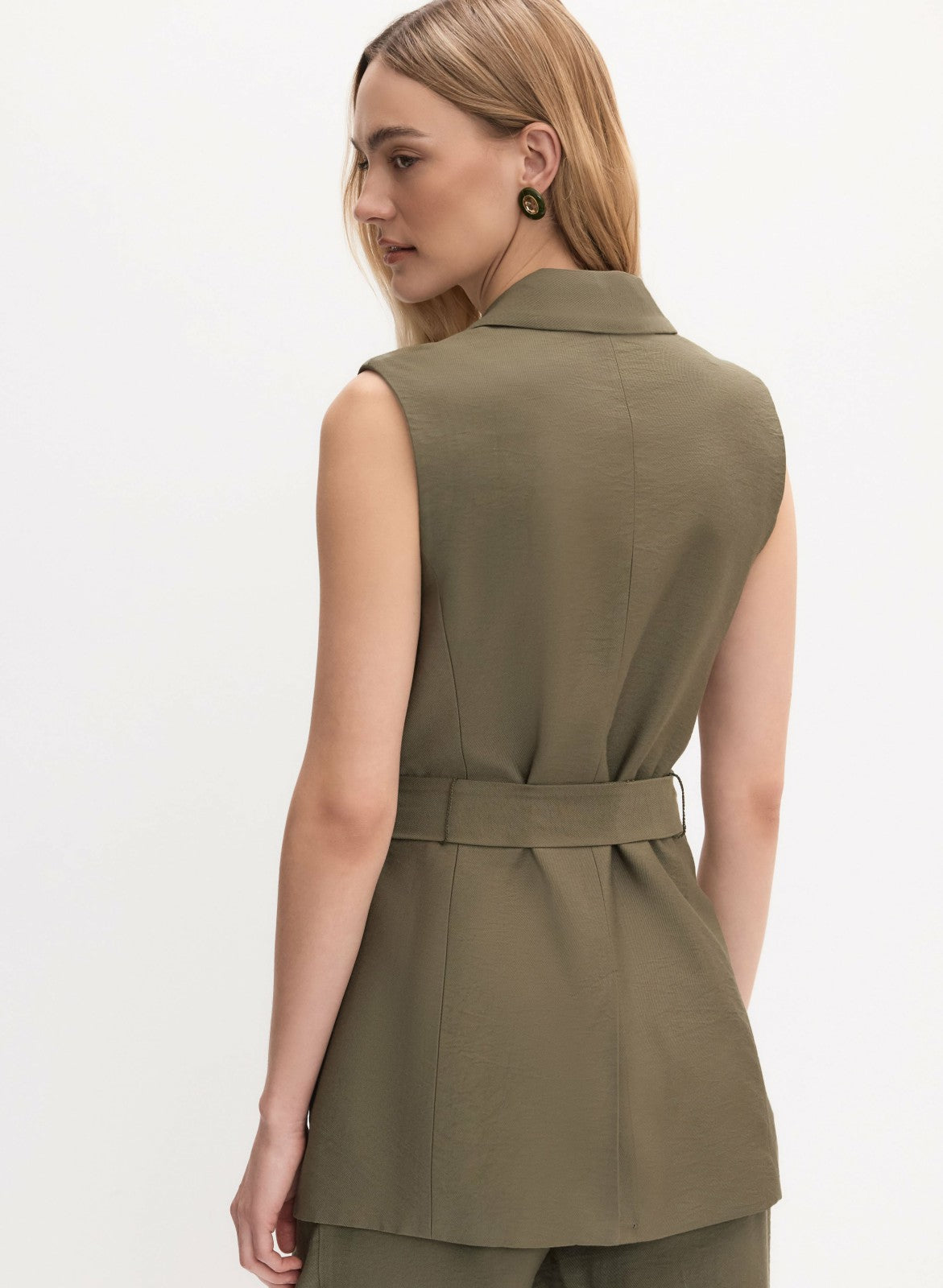 Women Long Belted Vest Olive Branch | Melanie Lyne