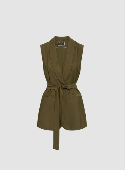 Women Long Belted Vest Olive Branch | Melanie Lyne