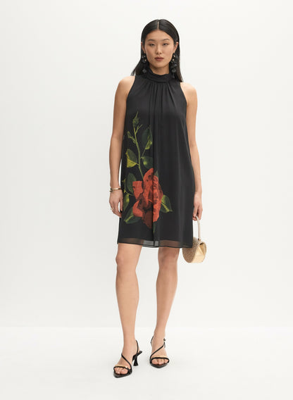 Women Floral Halter Neck Dress Black Pattern | Melanie Lyne