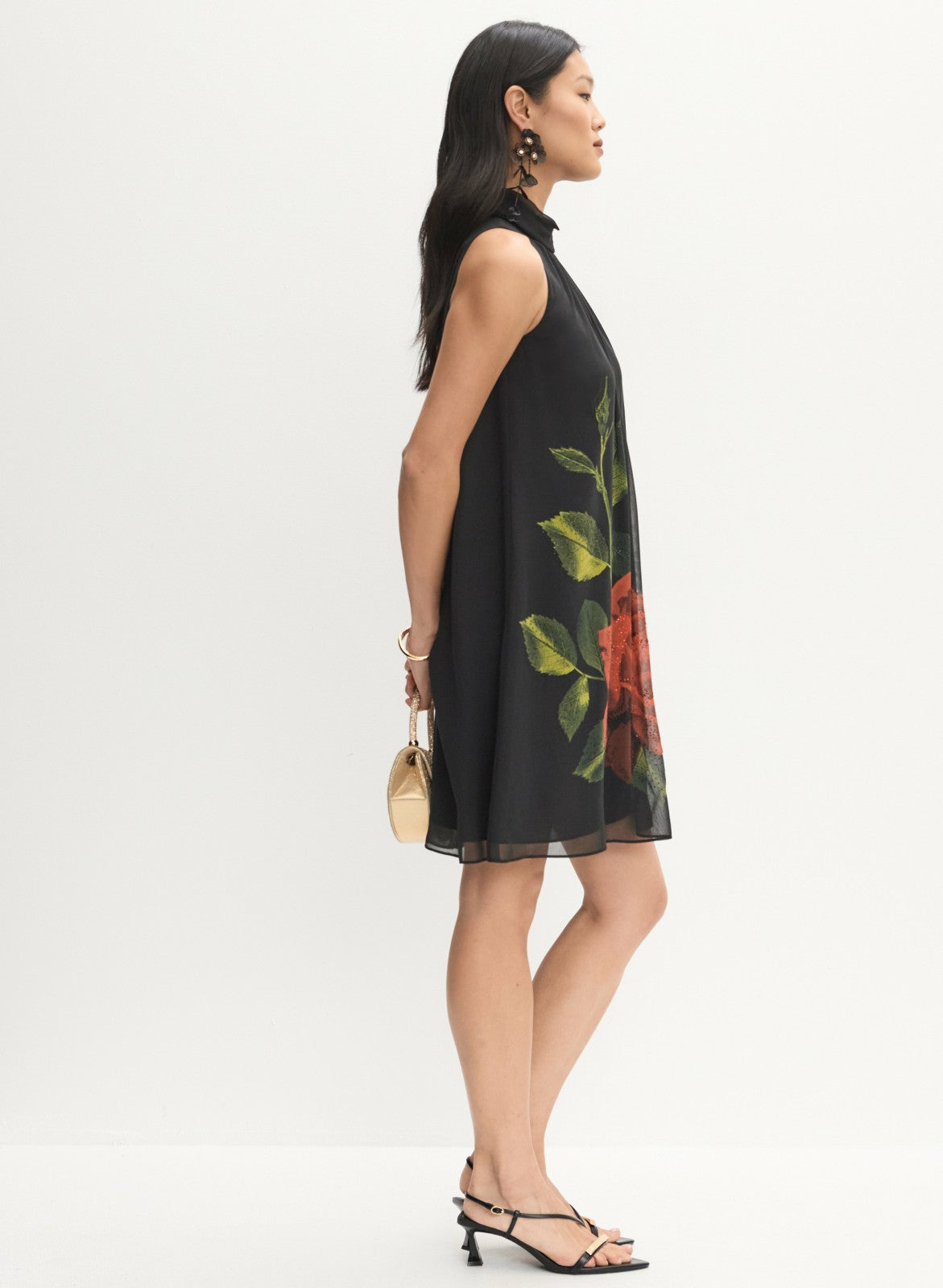 Women Floral Halter Neck Dress Black Pattern | Melanie Lyne