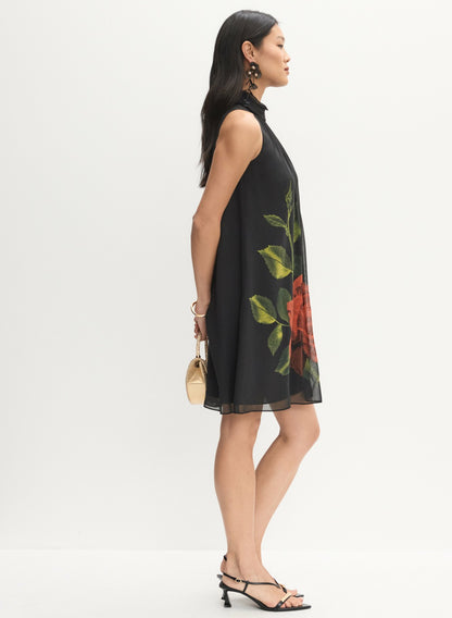 Women Floral Halter Neck Dress Black Pattern | Melanie Lyne