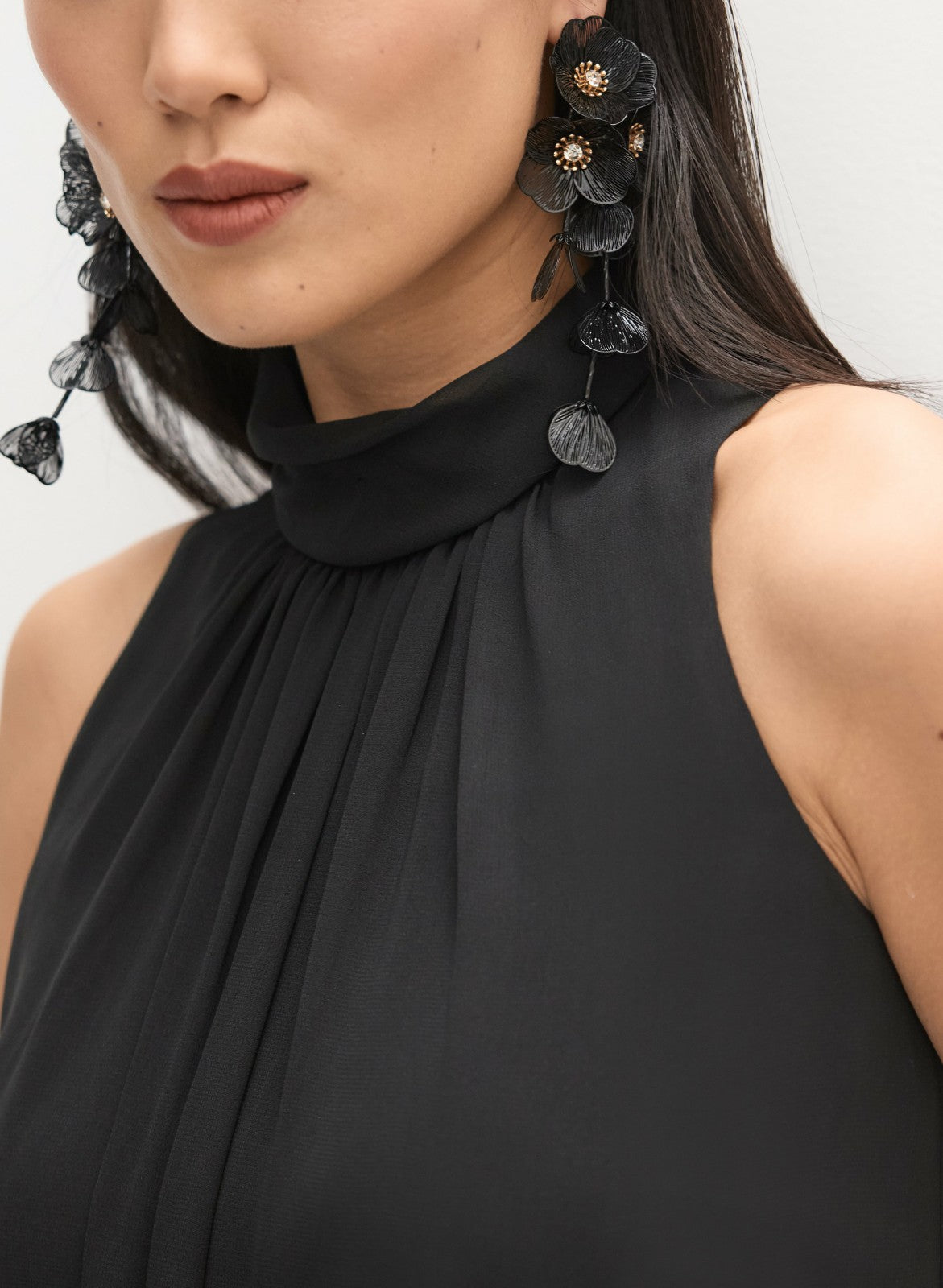 Women Floral Halter Neck Dress Black Pattern | Melanie Lyne